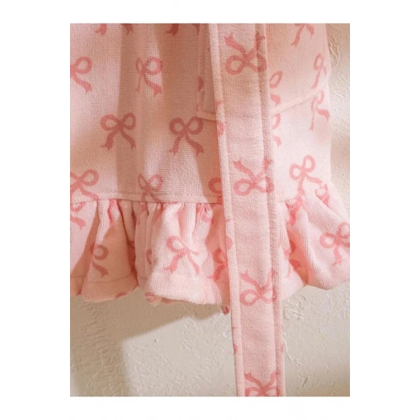 LC Waikiki Pembe Fiyonk Baskılı Kadın Bornoz
