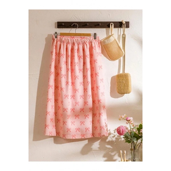 LC Waikiki Pembe Fiyonk Desenli Kadın Straplez Bornoz