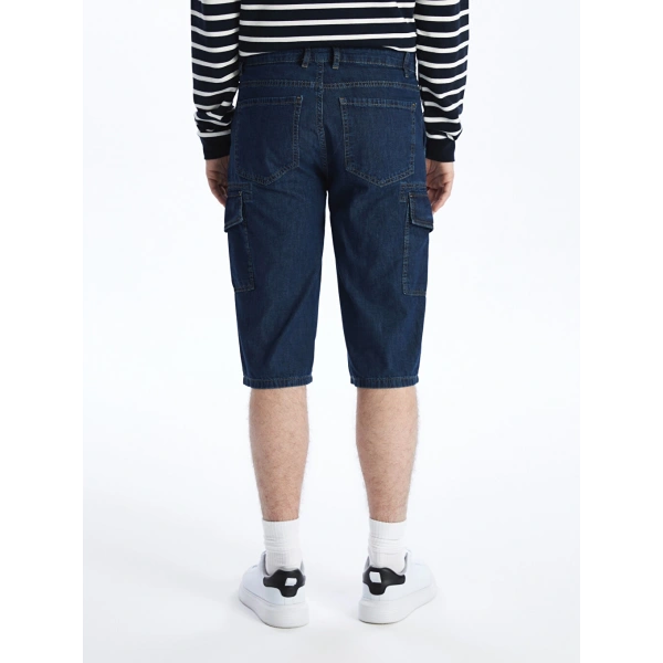 LC Waikiki Erkek Indigo Standart Kalıp Jean Bermuda