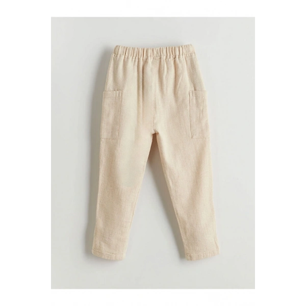LC Waikiki Erkek Çocuk Beli Lastikli Keten Pantolon