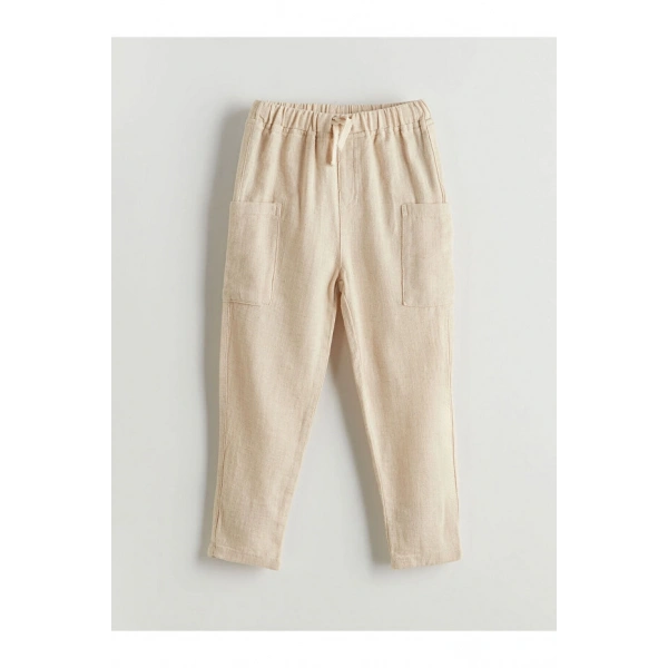 LC Waikiki Erkek Çocuk Beli Lastikli Keten Pantolon