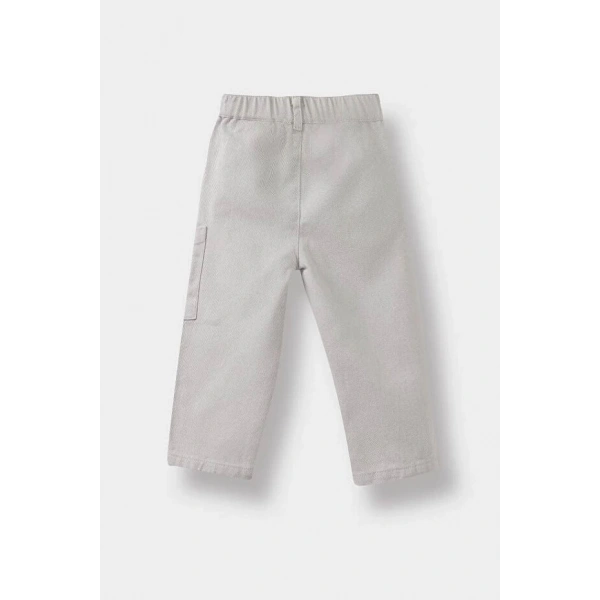 Defacto Erkek Pantolon Esnek Bantlı Paça Gabardin Gri Pantolon