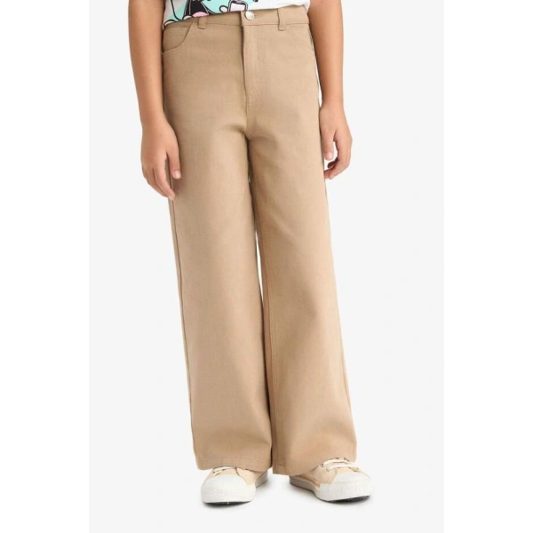 Defacto Kız Çocuk Wide Leg Geniş Paça Pamuklu Pantolon