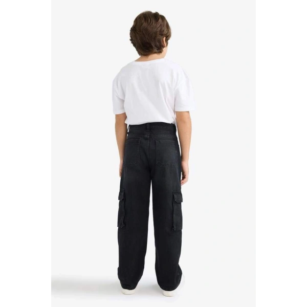 Defacto Erkek Çocuk Kargo Fit Düz Paça Jean Pantolon