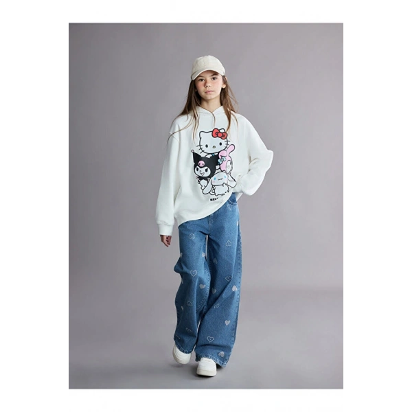 LC Waikiki Kız Çocuk Wideleg Taşlı Jean Pantolon