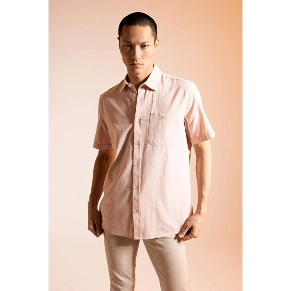 Defacto Erkek Regular Fit Polo Yaka Kısa Kollu %100 Pamuk Gömlek