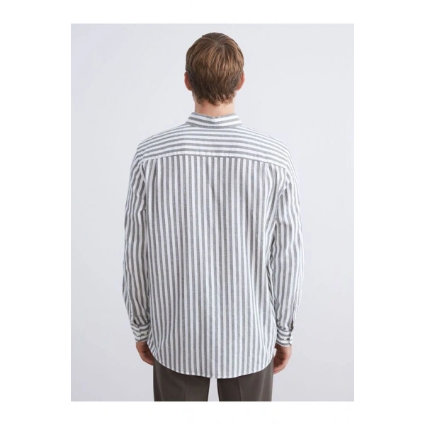 LC Waikiki Erkek Regular Fit Çizgili Keten Görünümlü Gömlek
