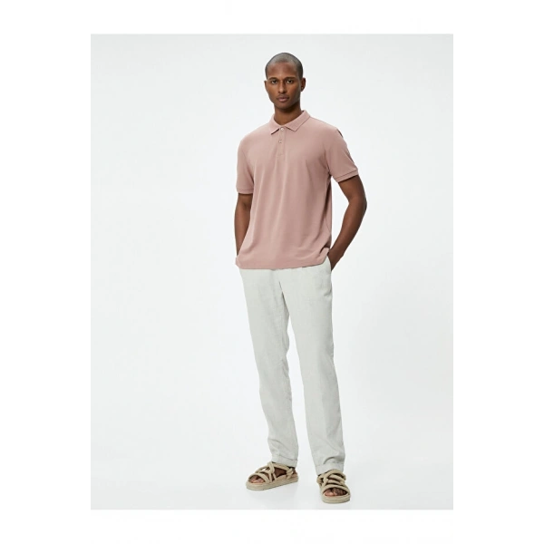 Koton Erkek Polo Yaka Tişört Düğmeli Slim Fit Kısa Kollu