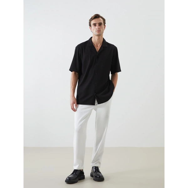 LC Waikiki Erkek Siyah Regular Fit Fitilli Gömlek