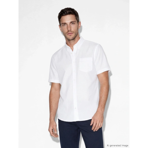 LC Waikiki Erkek Classic Beyaz Regular Fit Armürlü Gömlek