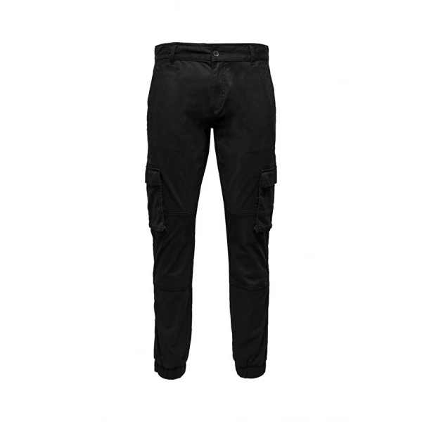 Only & Sons Erkek Lastikli Paça Siyah Kargo Pantolon