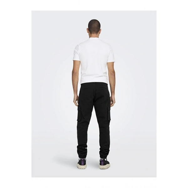 Only & Sons Erkek Lastikli Paça Siyah Kargo Pantolon