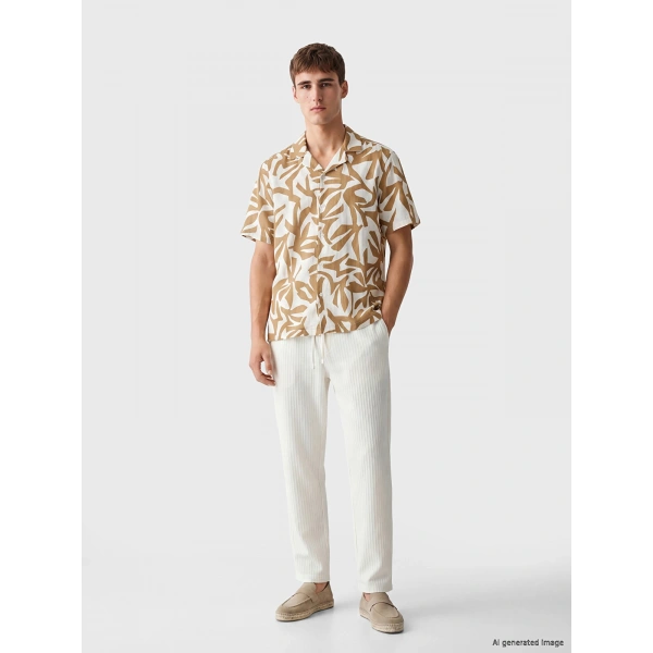 LC Waikiki Erkek Vision Beyaz Regular Fit Dokulu Pantolon