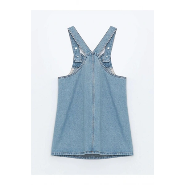 LC Waikiki Kız Bebek Indigo Kare Yaka Jean Elbise