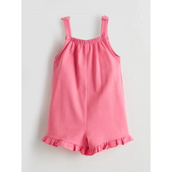 LC Waikiki Kız Çocuk Pembe Nakışlı Salopet