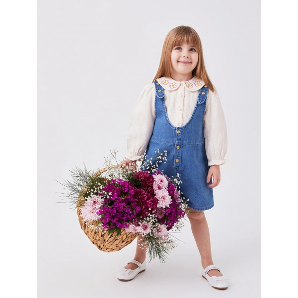 LC Waikiki Kız Bebek Mavi Basic Jean Salopet