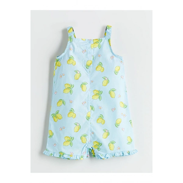 LC Waikiki Kız Bebek Mavi Limon Baskılı Tulum