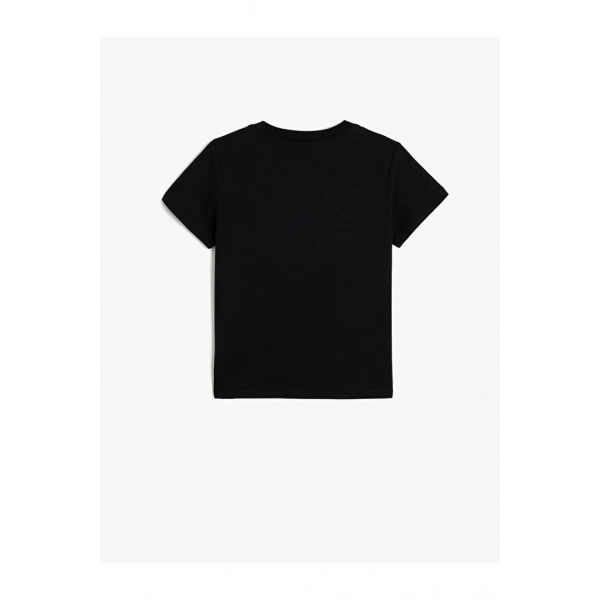 Koton Erkek Çocuk Pamuklu Kısa Kollu Bisiklet Yaka Siyah T-Shirt
