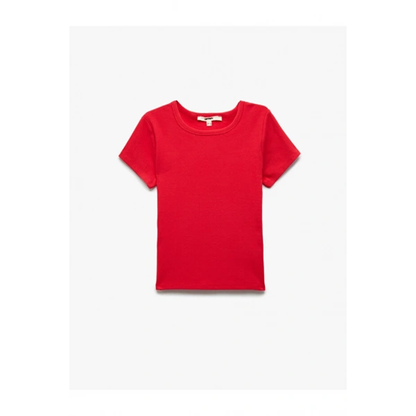 Koton Kadın Slim Fit Pamuklu Kısa Kollu Bisiklet Yaka Kadın Basic Tişört