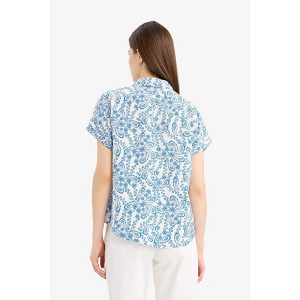 Defacto Kadın Oversize Geniş Kalıp Çiçekli Kısa Kollu Bluz