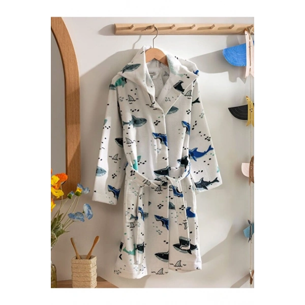 LC Waikiki Baskılı Kapüşonlu Erkek Çocuk Bornoz