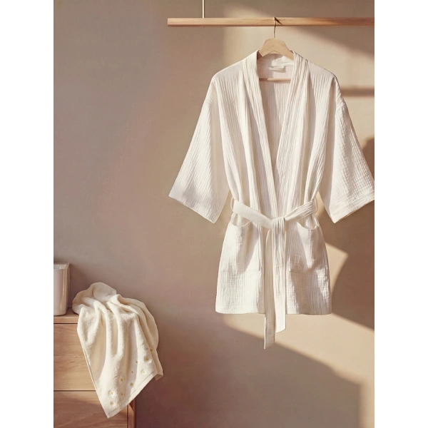LC Waikiki HOME Beyaz Pamuklu Kadın Bornoz