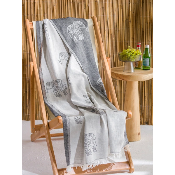 LC Waikiki HOME Bej Fil Baskılı Plaj Havlusu 90x165 Cm