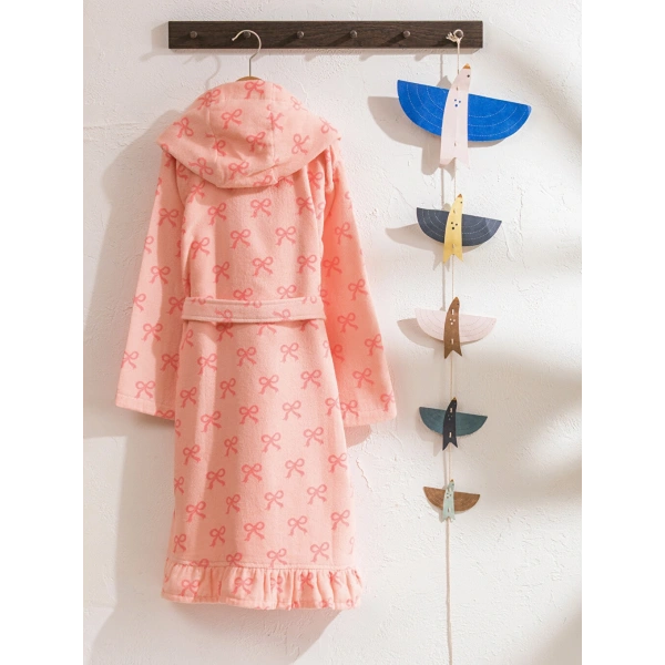 LC Waikiki HOME Kız Çocuk Pembe Fiyonk Baskılı Bornoz