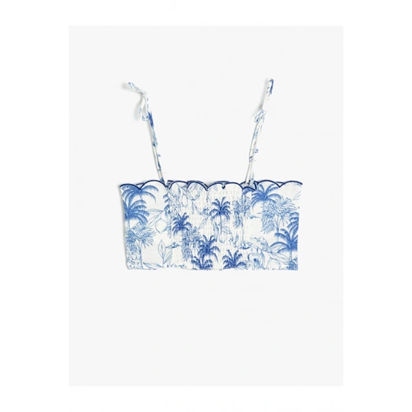 Koton Çocuk Crop Bluz İnce Askılı Desenli