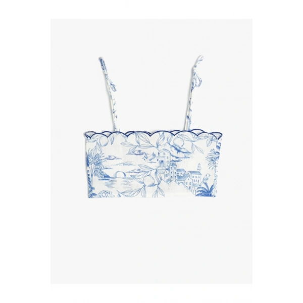 Koton Çocuk Crop Bluz İnce Askılı Desenli