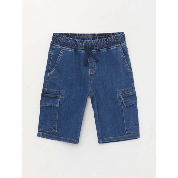 LC Waikiki İndigo Beli Lastikli Erkek Çocuk Jean Şort