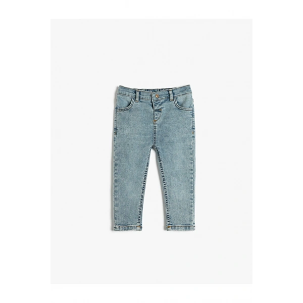 Koton Kot Pantolon Beli Lastikli Cepli Pamuklu - Straight Jean