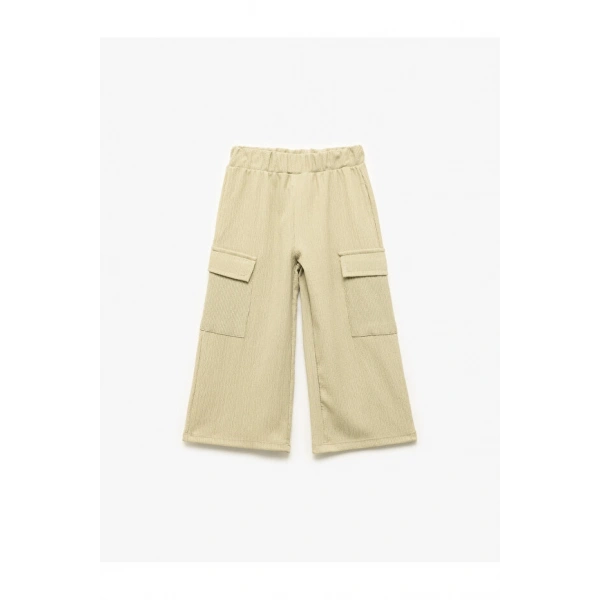 Koton Bürümcük Kumaş Beli Lastikli Geniş Paça Kargo Pantolon
