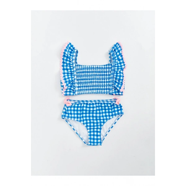 LC Waikiki Kare Yaka Ekose Kız Çocuk Bikini