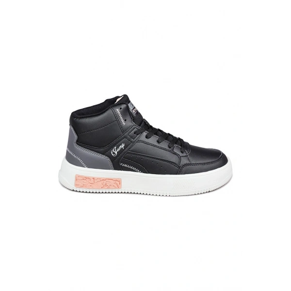 Jump Yüksek Bilekli Siyah Kadın Sneaker Günlük Spor Ayakkabı