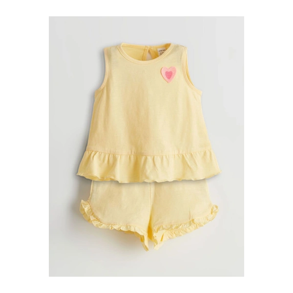 LC Waikiki baby Kalp Baskılı Kız Bebek Bluz ve Şort 2li