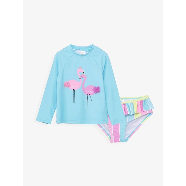 LC Waikiki Yeşil Baskılı Kız Çocuk Bikini Takımı