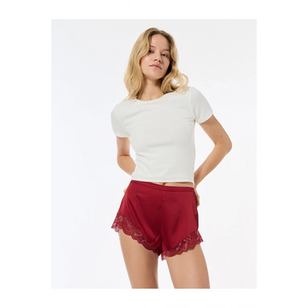 Koton Dantel Detaylı Kısa Saten Şort Pijama Altı