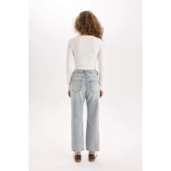 Defacto Straight Fit Normal Bel Bilek Boy Jean Yıkamalı Pantolon