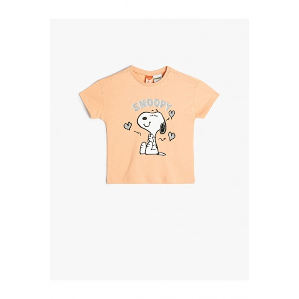 Koton Snoopy Tişört Lisanslı Kısa Kollu Bisiklet Yaka Pamuklu