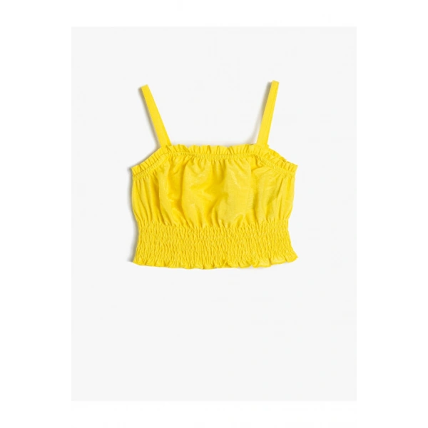 Koton Viskoz Crop Bluz Askılı Büzgülü