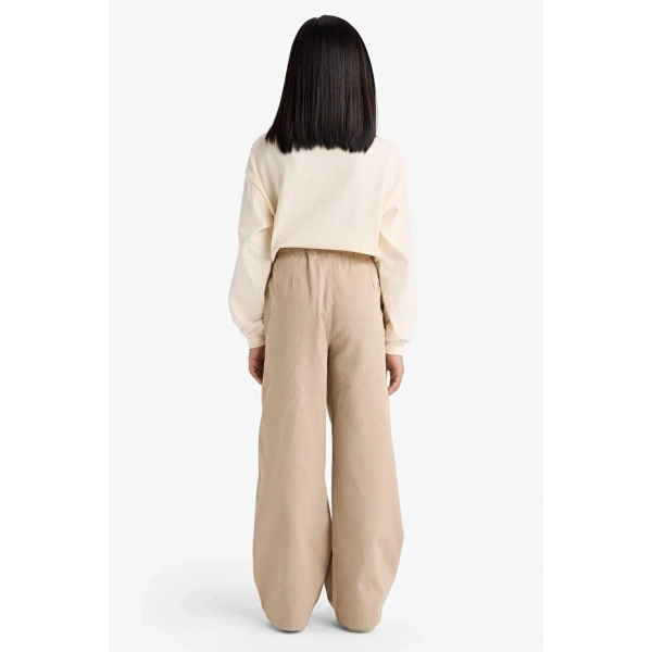 Defacto Wide Leg Geniş Paça Pamuklu Okul Pantolonu Kız Çocuk
