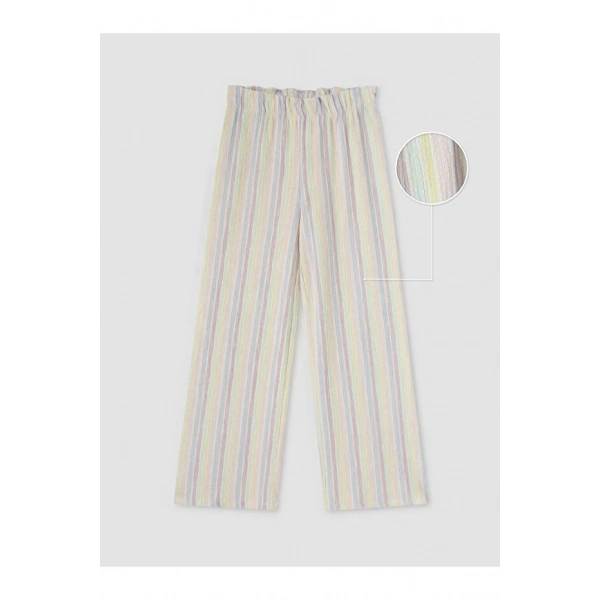 LC Waikiki Beli Lastikli Çizgili Kız Çocuk Pantolon