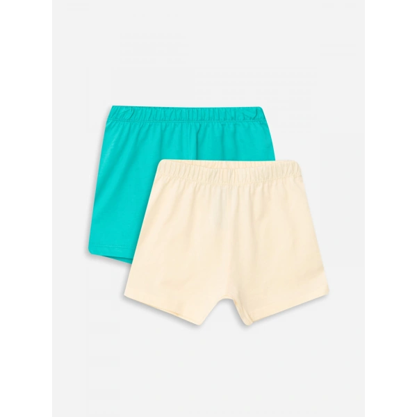 LC Waikiki Turkuaz Beli Lastikli Basic Pamuklu Erkek Bebek Şort 2li
