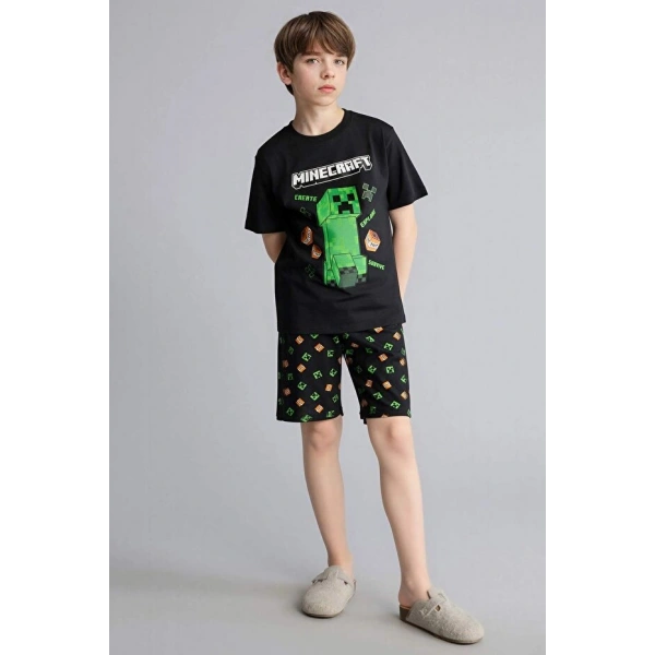 Defacto Regular Fıt 2li Pijama Şort Tişört Takımı Erkek Çocuk