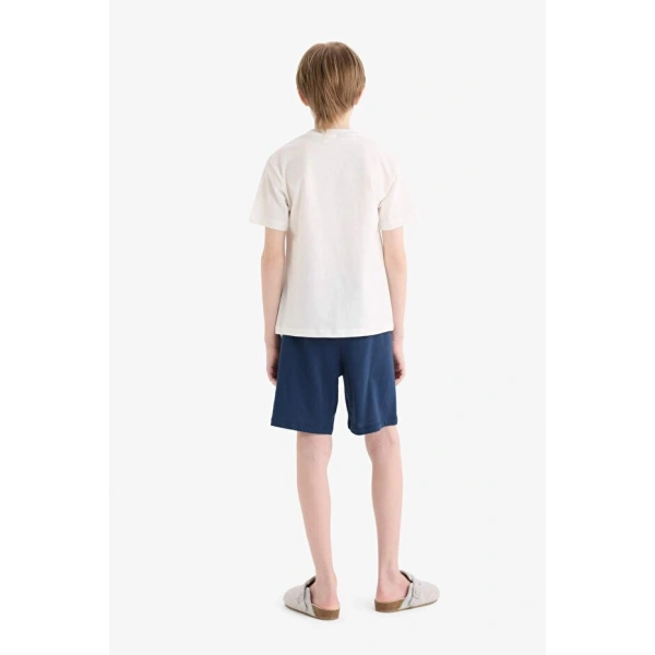 Defacto Regular Fıt Baskılı 2li Ekru Pijama Takımı Erkek Çocuk