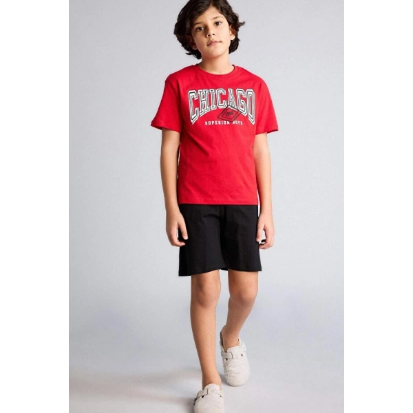 Defacto Kısa Kollu Üst Şort Alt 2li Pijama Takımı Erkek Çocuk