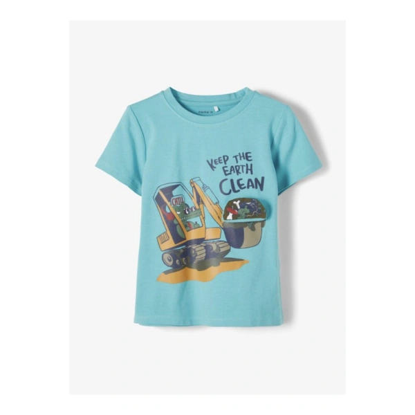 name ıt Erkek Çocuk Mavi Timsah Baskılı T-shirt