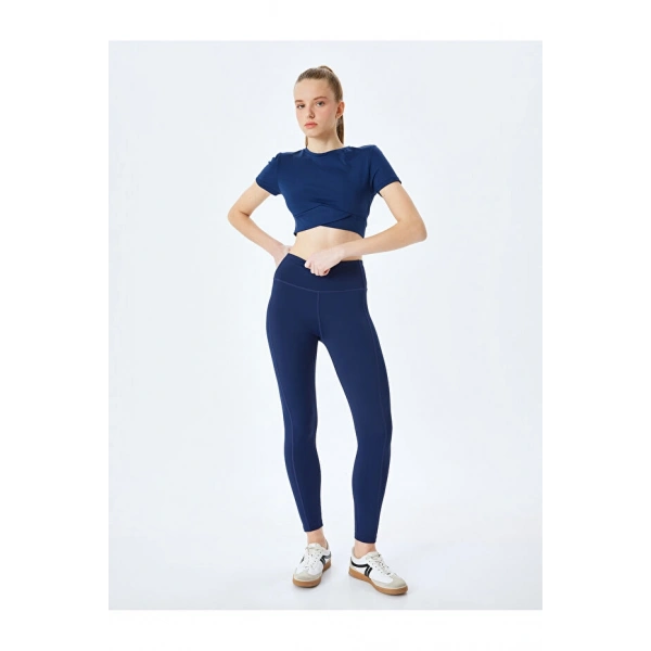 Koton Yüksek Bel Dikiş Detaylı Slim Fit Spor Tayt