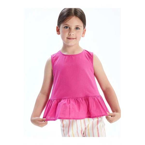 LC Waikiki Regular Fit Poplin Volanlı Kız Çocuk Bluz